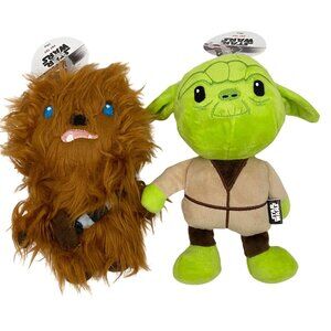 Star Wars Yoda and Chewbacca Chewie Squeaker Plush Dog Toys 9” - Lot of 2